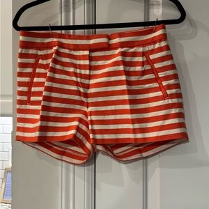 J. Crew High Waist Orange and White Striped Shorts